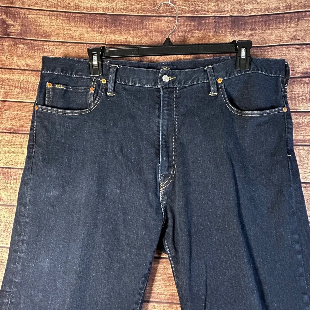 Polo Ralph Lauren Hampton Relaxed Straight Jeans Mens 42x32 Dark Wash Denim